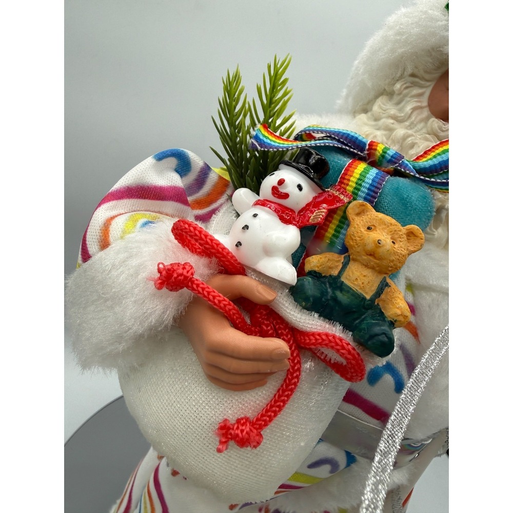 RAINBOW Pride Santa Christmas Figurine w/ gift sack 10.5" CHRISTMAS FIGURE - Picture 2 of 7